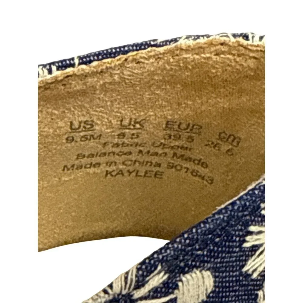 LifeStride Kaylee Women's Shoes Espadrille Blue White Daisy Floral Wedge 9.5